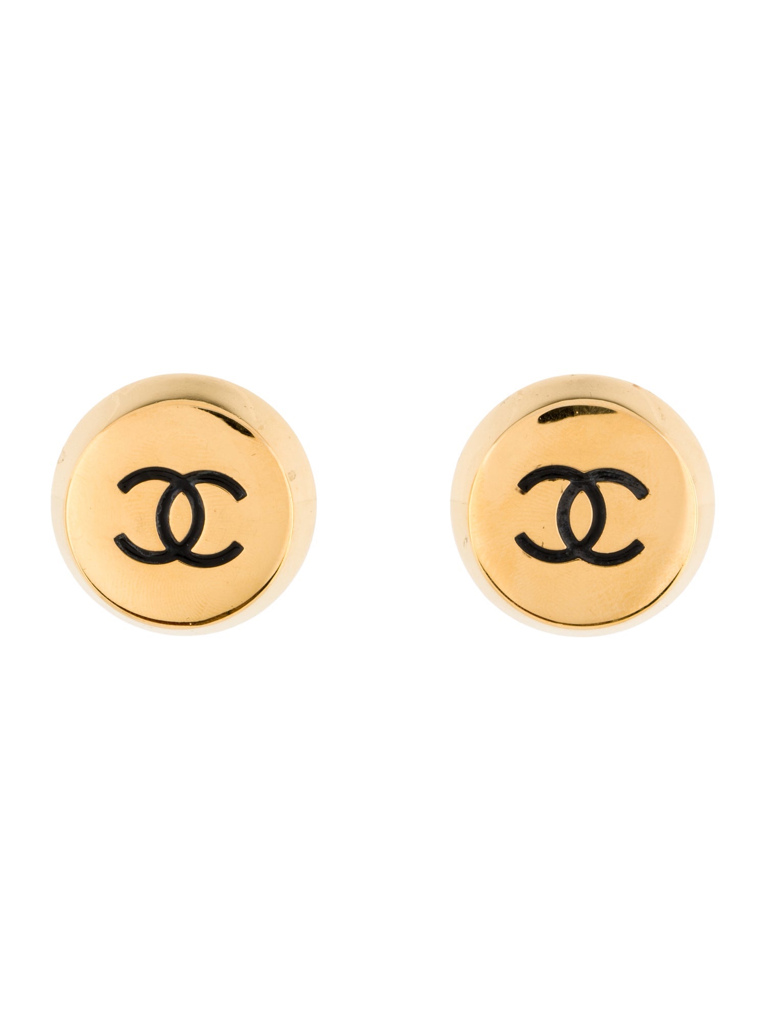Chanel Vintage CC Button Clip-On Earrings