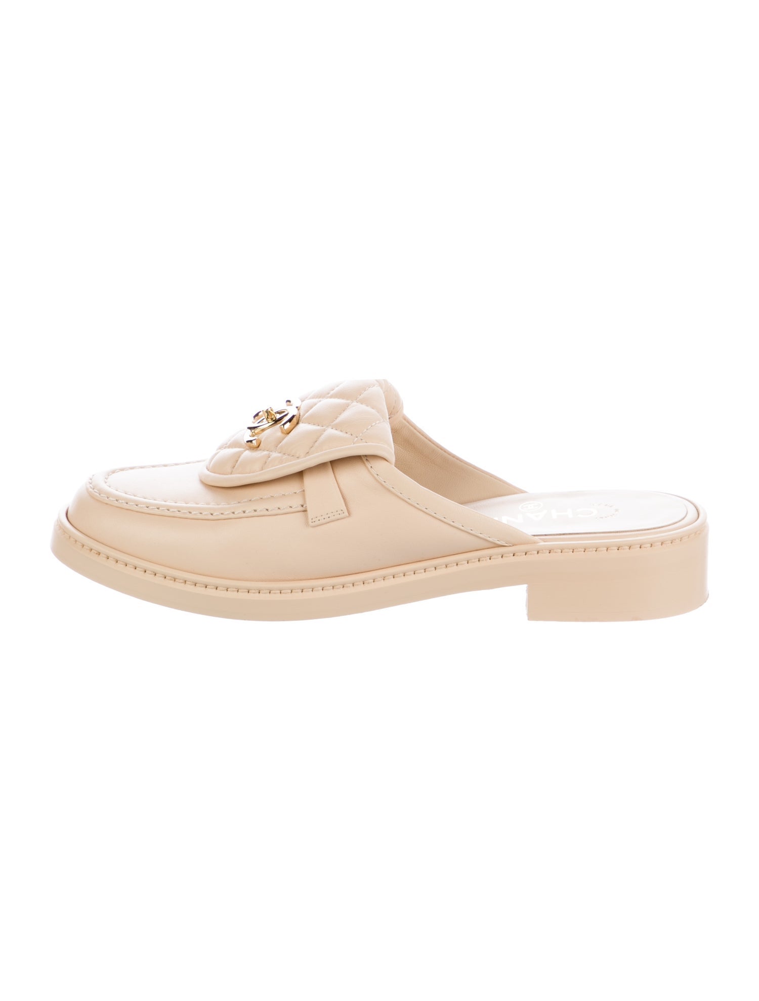 Chanel Interlocking CC Logo Leather Mules