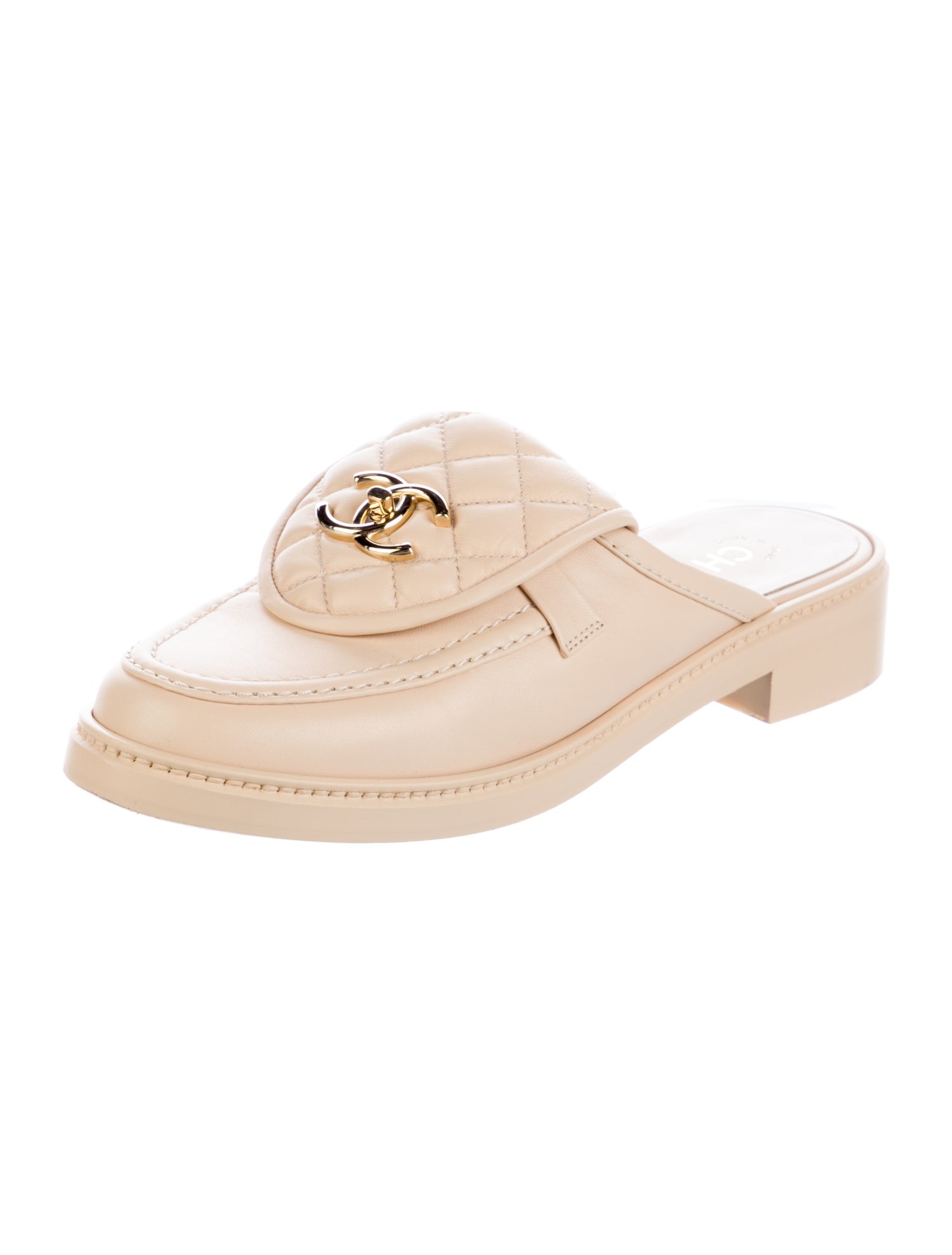 Chanel Interlocking CC Logo Leather Mules