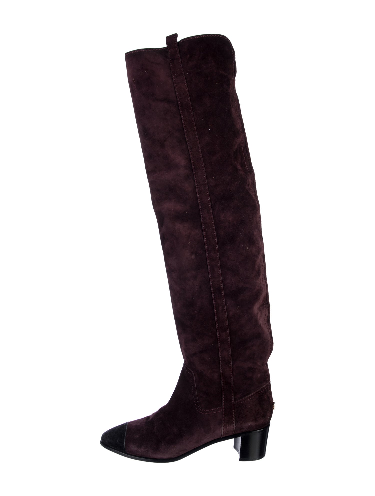 Chanel Interlocking CC Logo Suede Boots