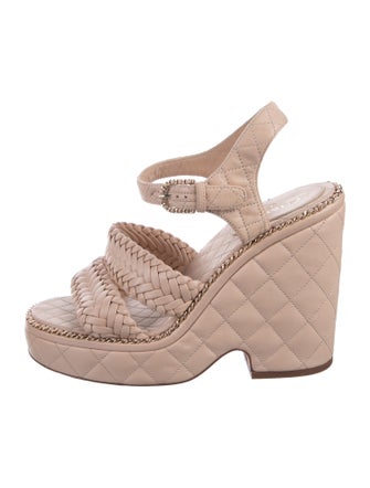 Chanel Interlocking CC Logo Leather Sandals