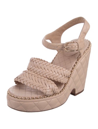 Chanel Interlocking CC Logo Leather Sandals