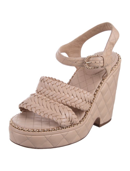 Chanel Interlocking CC Logo Leather Sandals