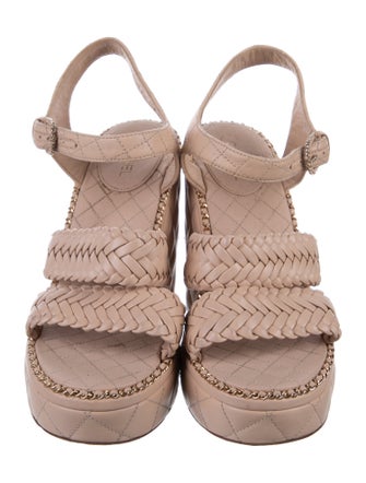 Chanel Interlocking CC Logo Leather Sandals