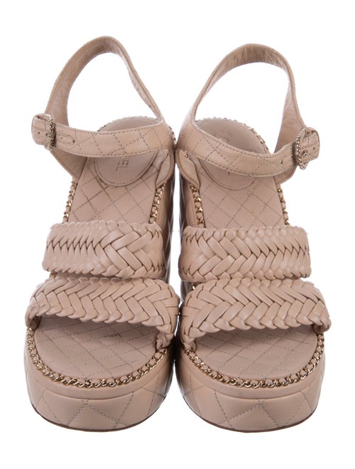 Chanel Interlocking CC Logo Leather Sandals