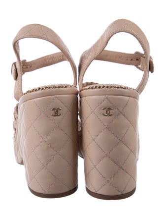Chanel Interlocking CC Logo Leather Sandals