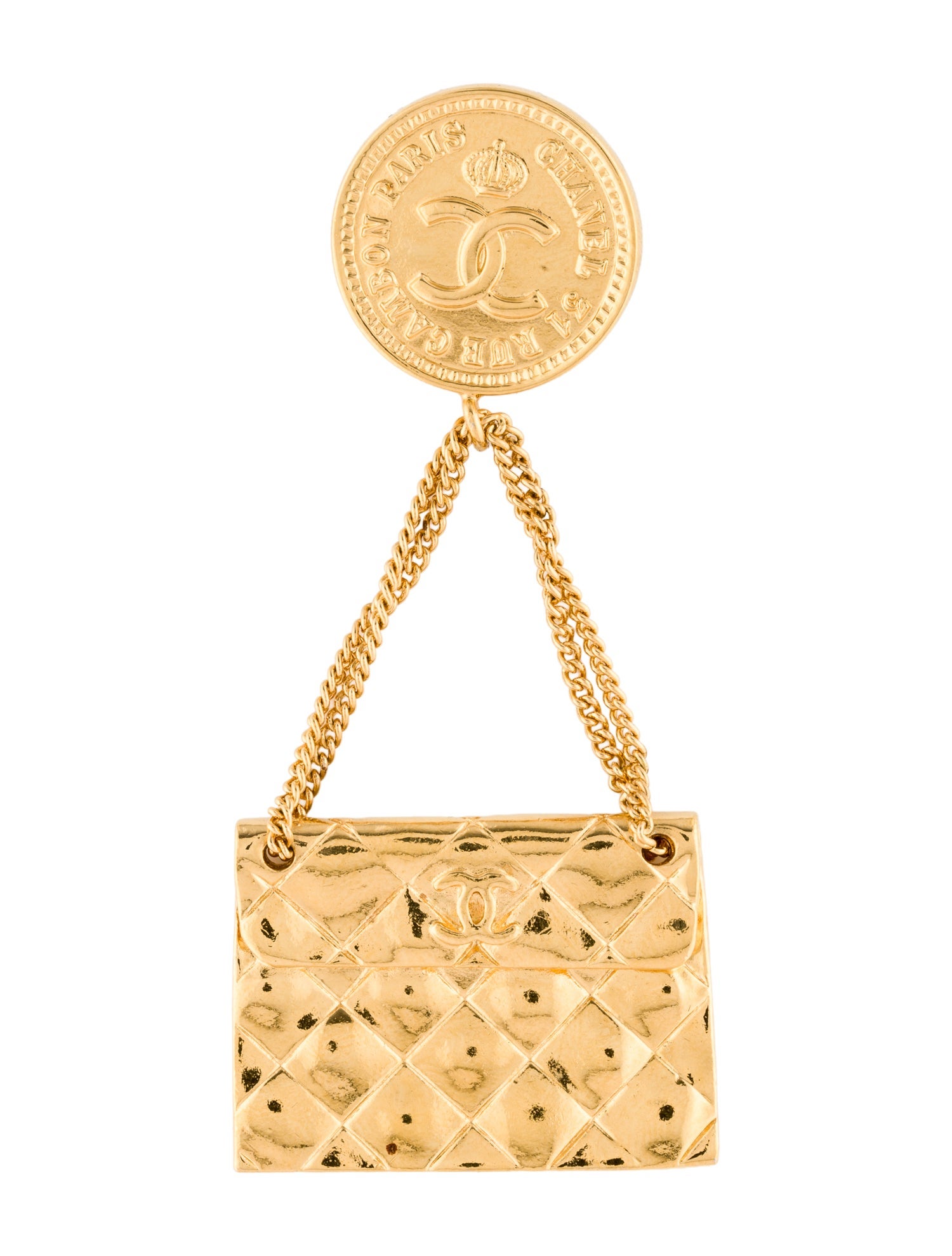 Chanel Vintage Quilted Flap Bag CC Brooch