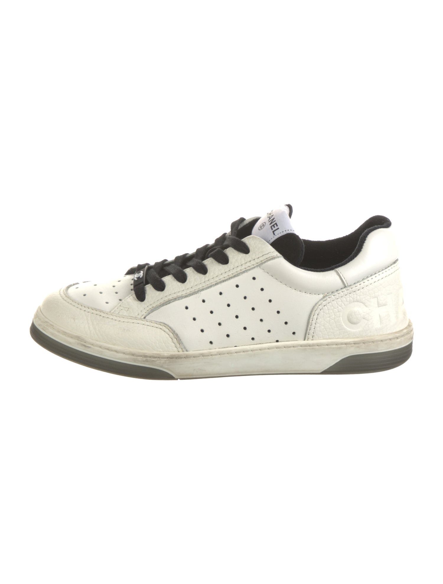 Chanel Interlocking CC Logo Leather Sneakers