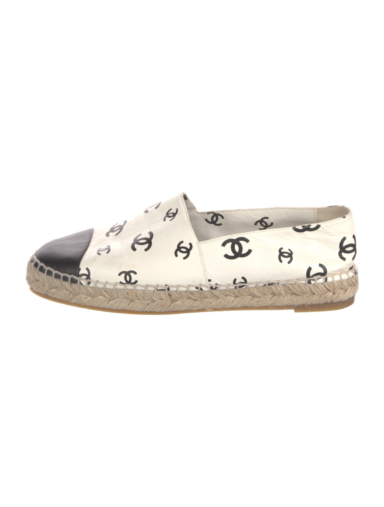 Chanel Interlocking CC Logo Leather Espadrilles