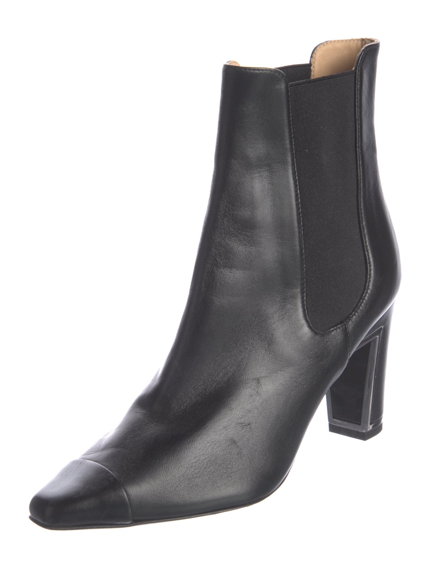 Chanel Interlocking CC Logo Leather Chelsea Boots