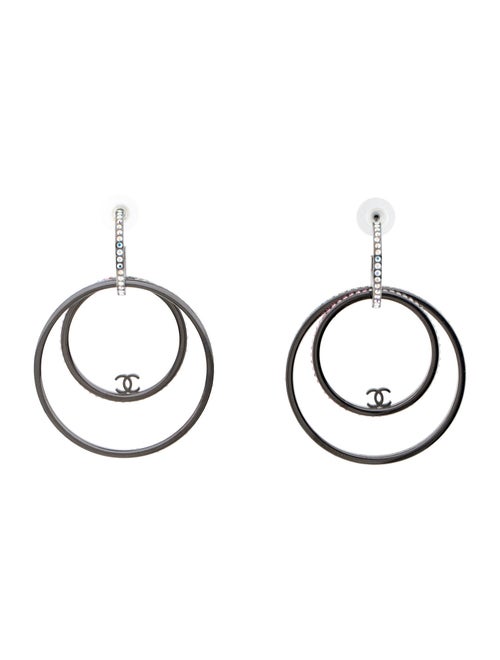 Chanel Strass CC Circle Drop Earrings