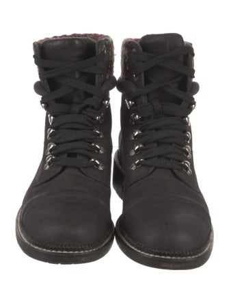 Chanel Interlocking CC Logo Leather Combat Boots