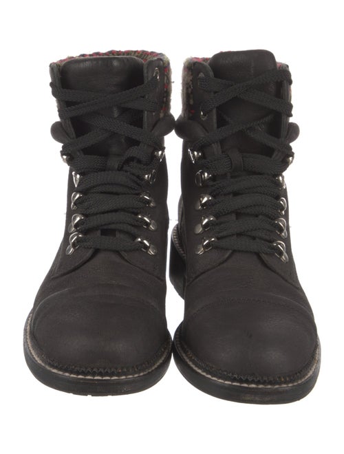 Chanel Interlocking CC Logo Leather Combat Boots