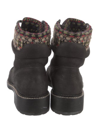 Chanel Interlocking CC Logo Leather Combat Boots