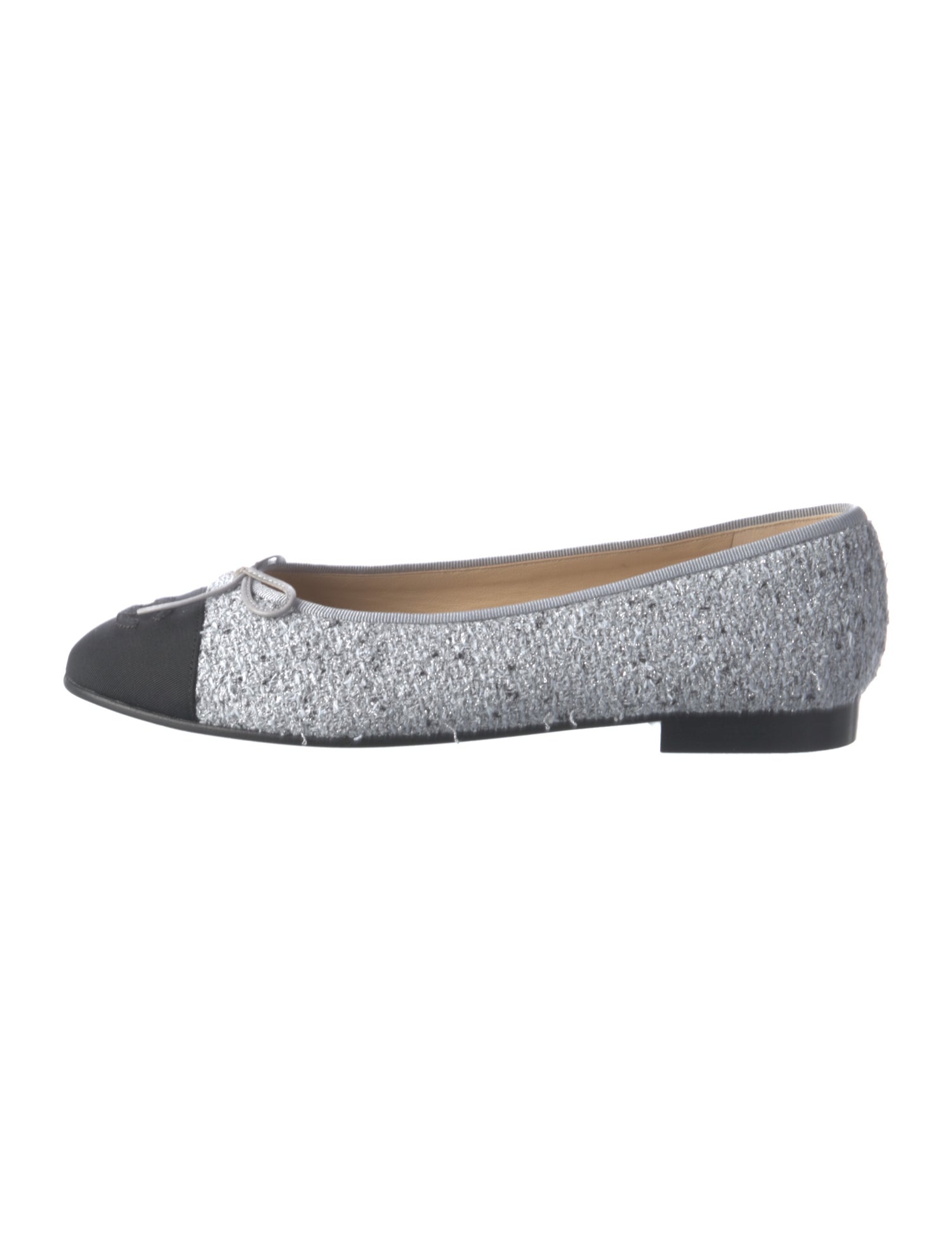 Chanel Interlocking CC Logo Tweed Ballet Flats