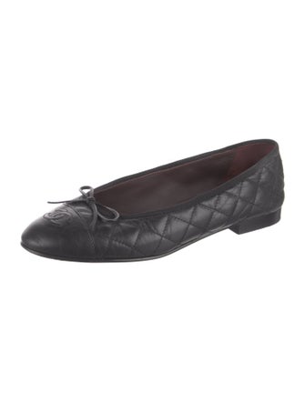 Chanel Interlocking CC Logo Leather Ballet Flats