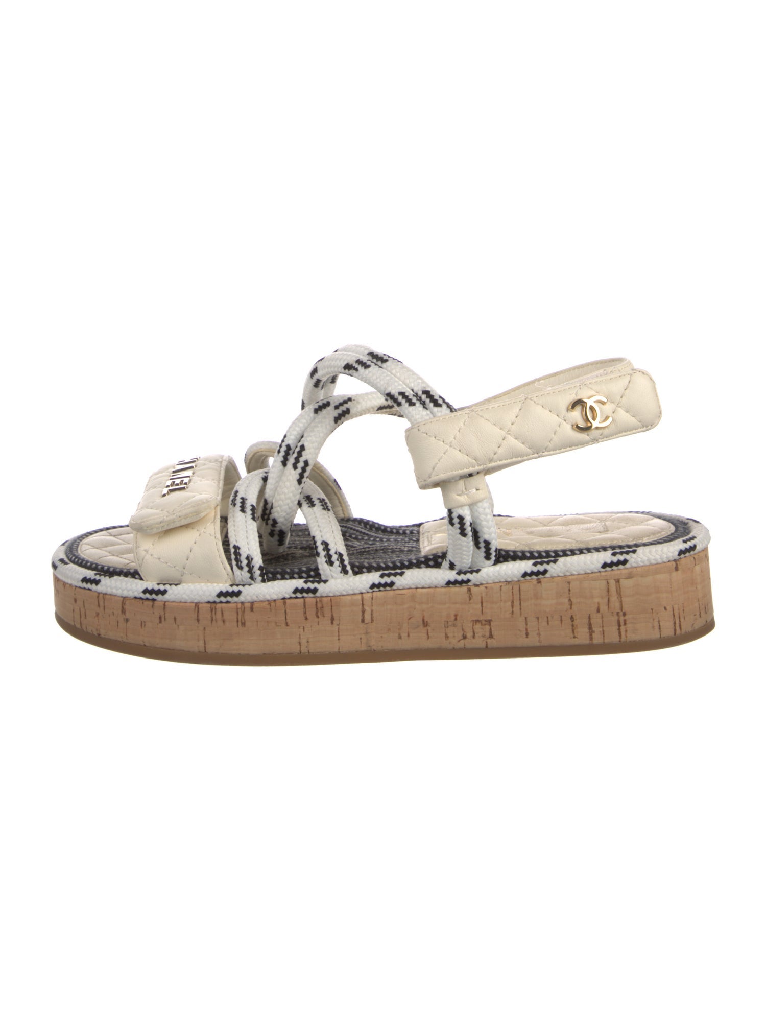 Chanel Interlocking CC Logo Leather Espadrilles