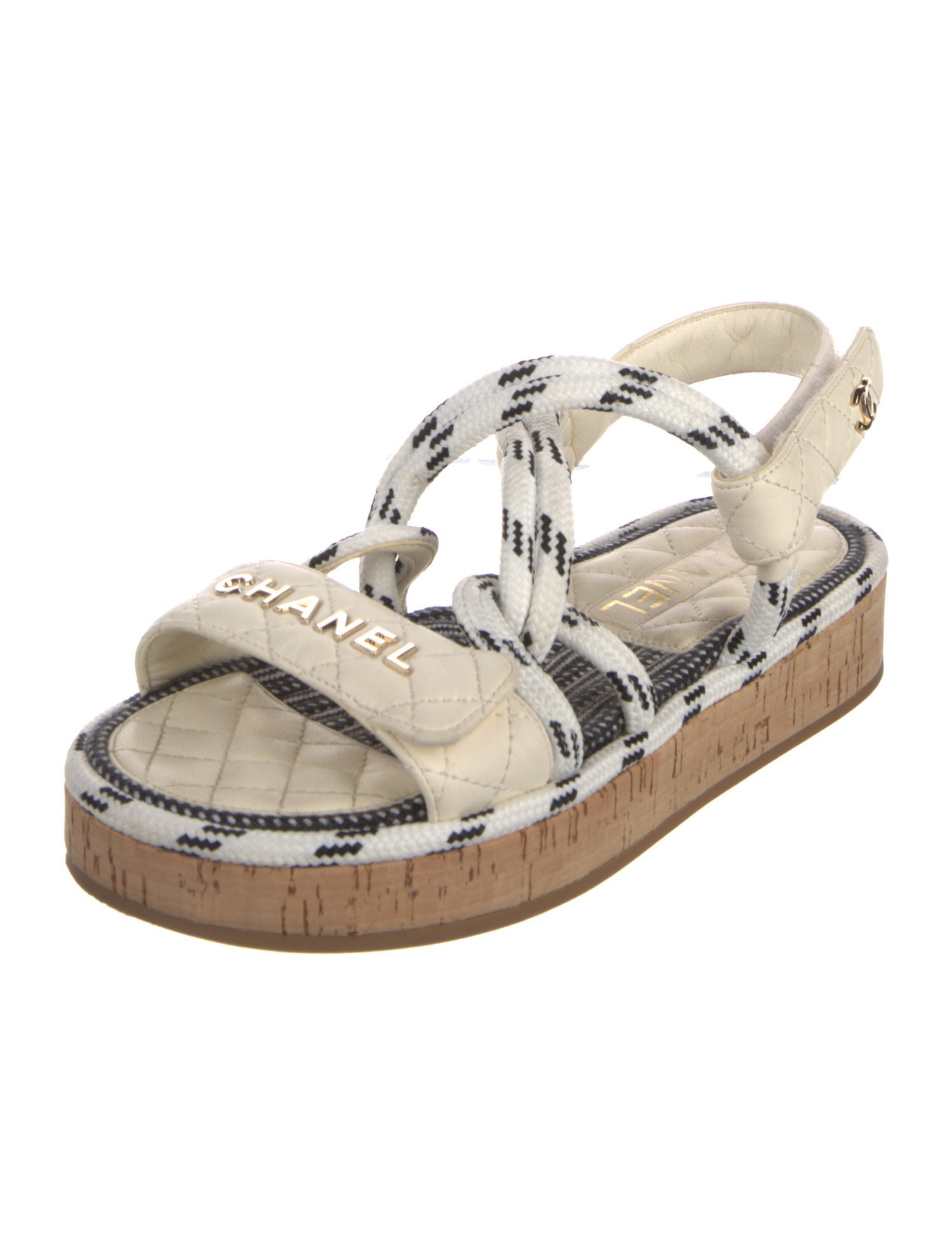 Chanel Interlocking CC Logo Leather Espadrilles