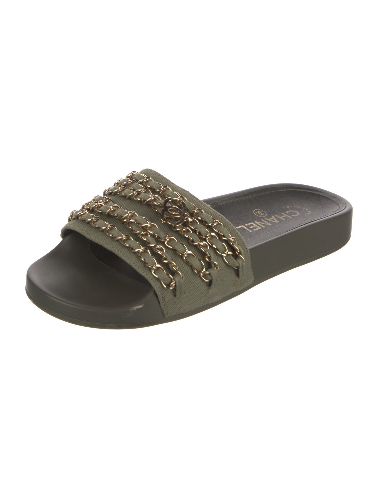 Chanel Interlocking CC Logo Rubber Slides