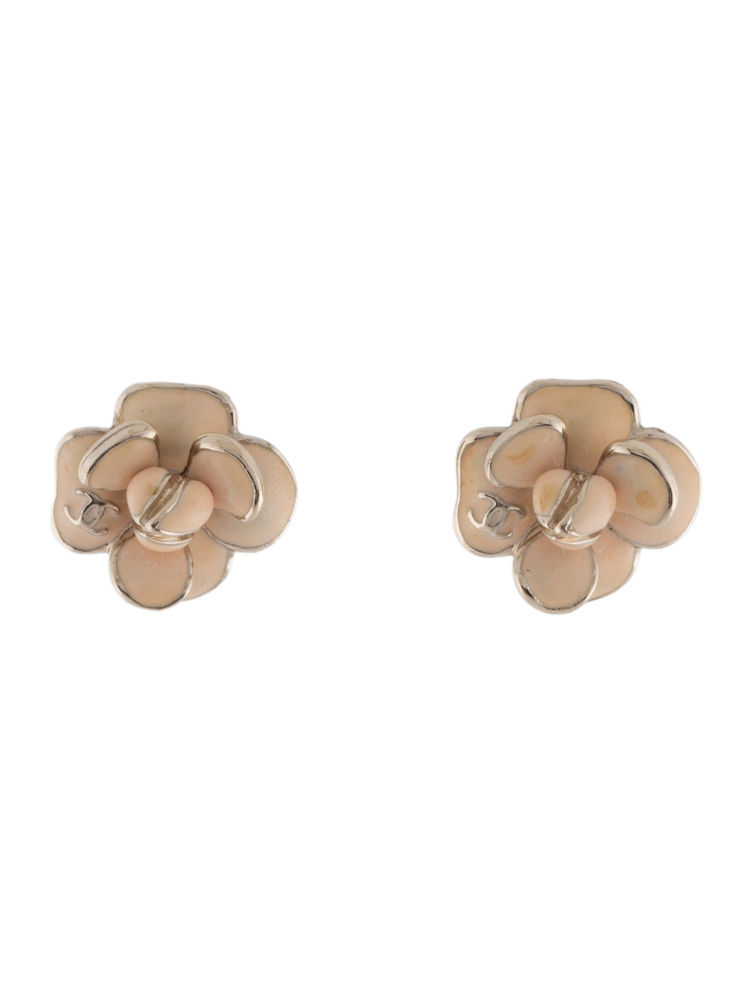 Chanel Resin CC Camellia Clip-On Earrings