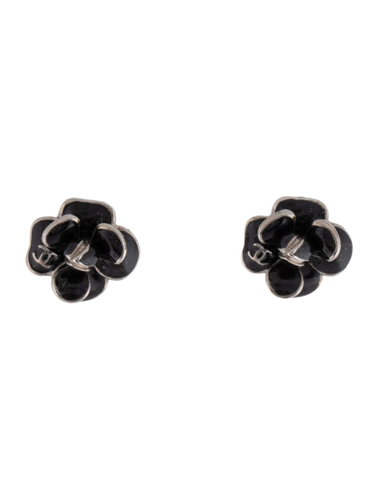 Chanel Resin CC Camellia Clip-On Earrings
