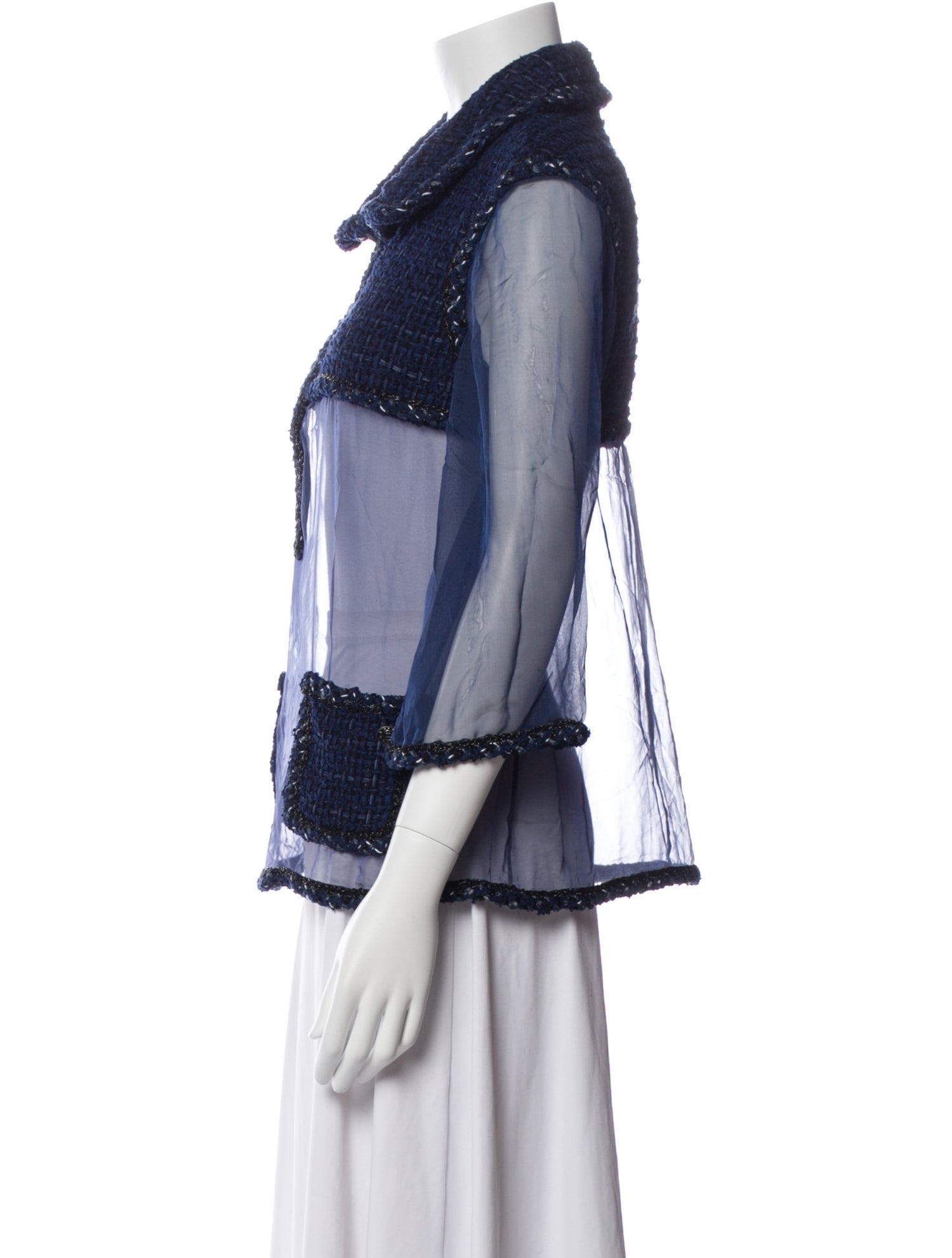 Chanel Mock Neck Three-Quarter Sleeve Blouse