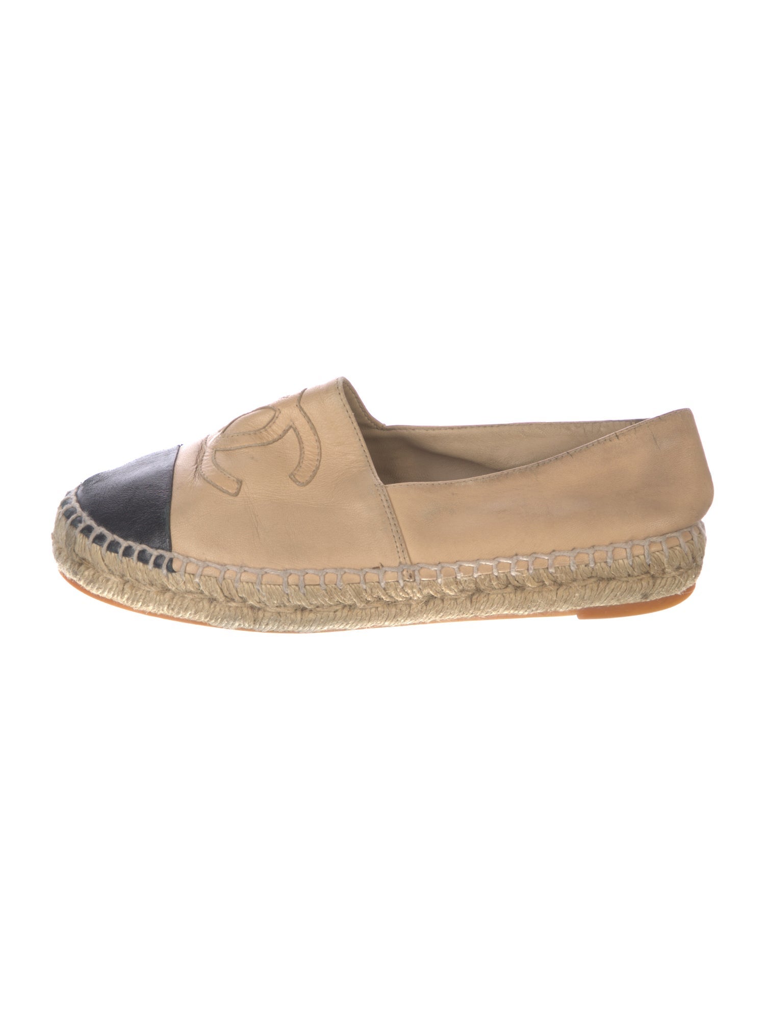 Chanel Interlocking CC Logo Leather Espadrilles