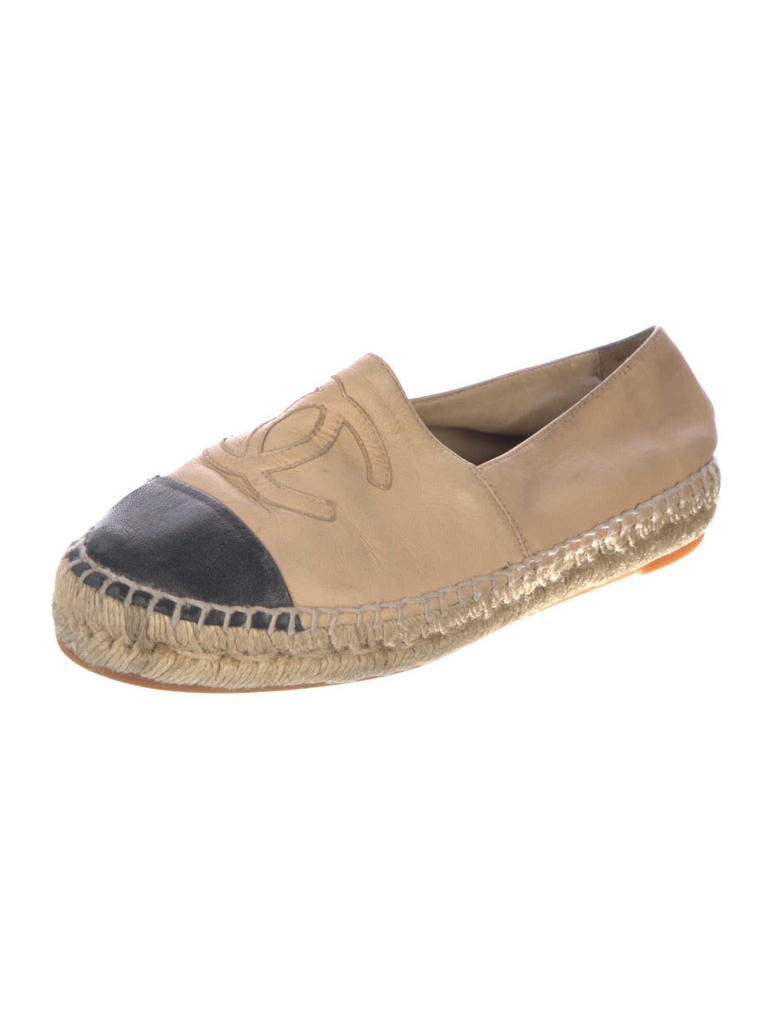 Chanel Interlocking CC Logo Leather Espadrilles