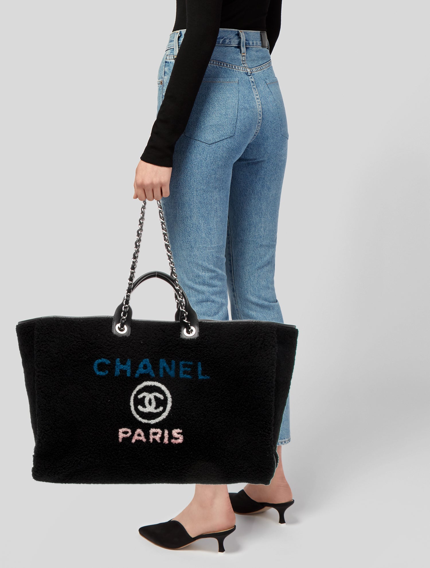 Chanel XL Shearling Deauville Tote