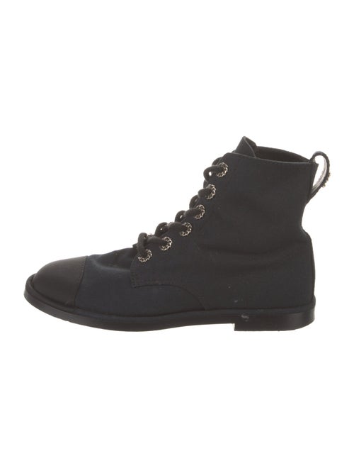 Chanel Interlocking CC Logo Canvas Combat Boots