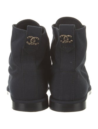 Chanel Interlocking CC Logo Canvas Combat Boots