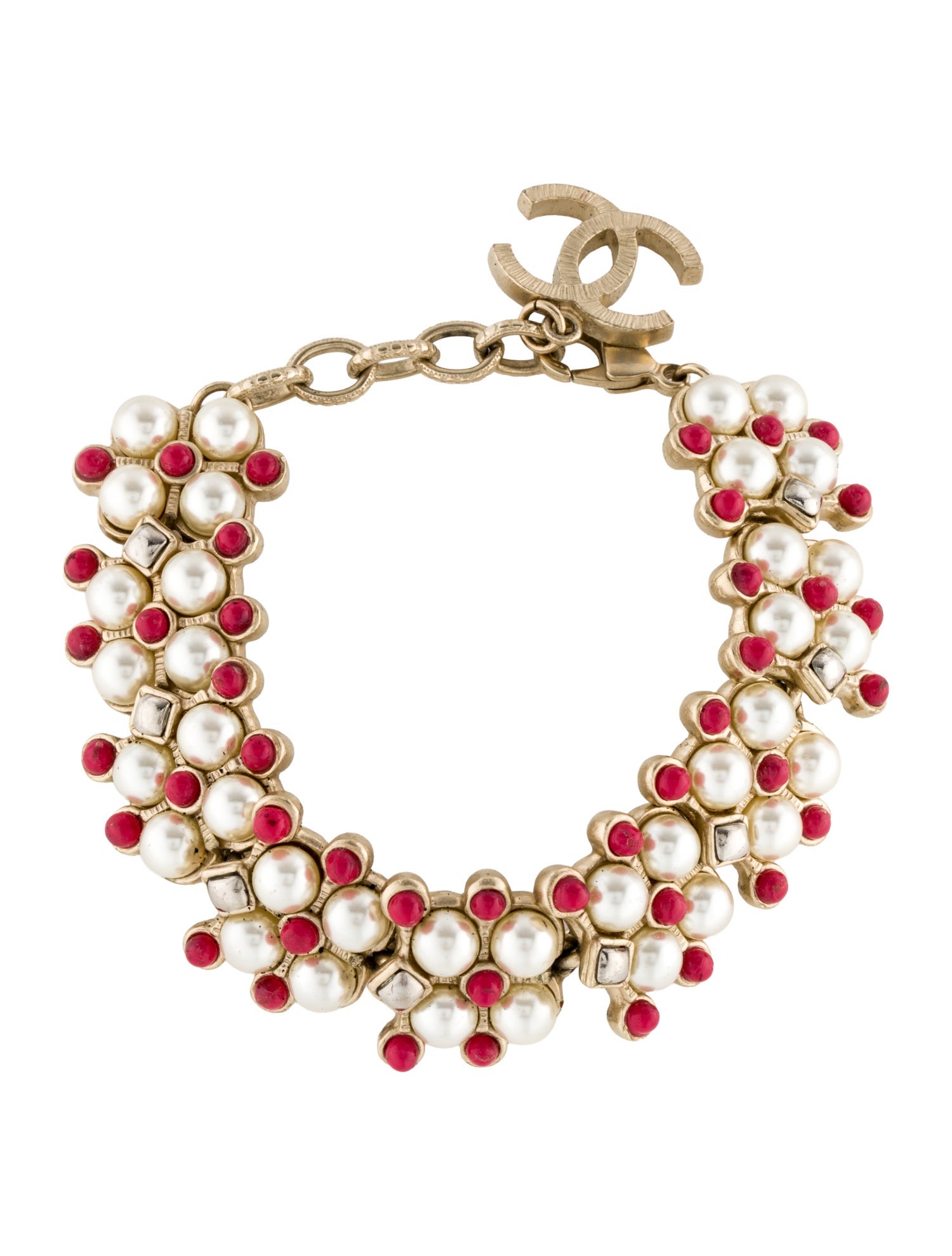 Chanel Faux Pearl & Resin CC Link Bracelet