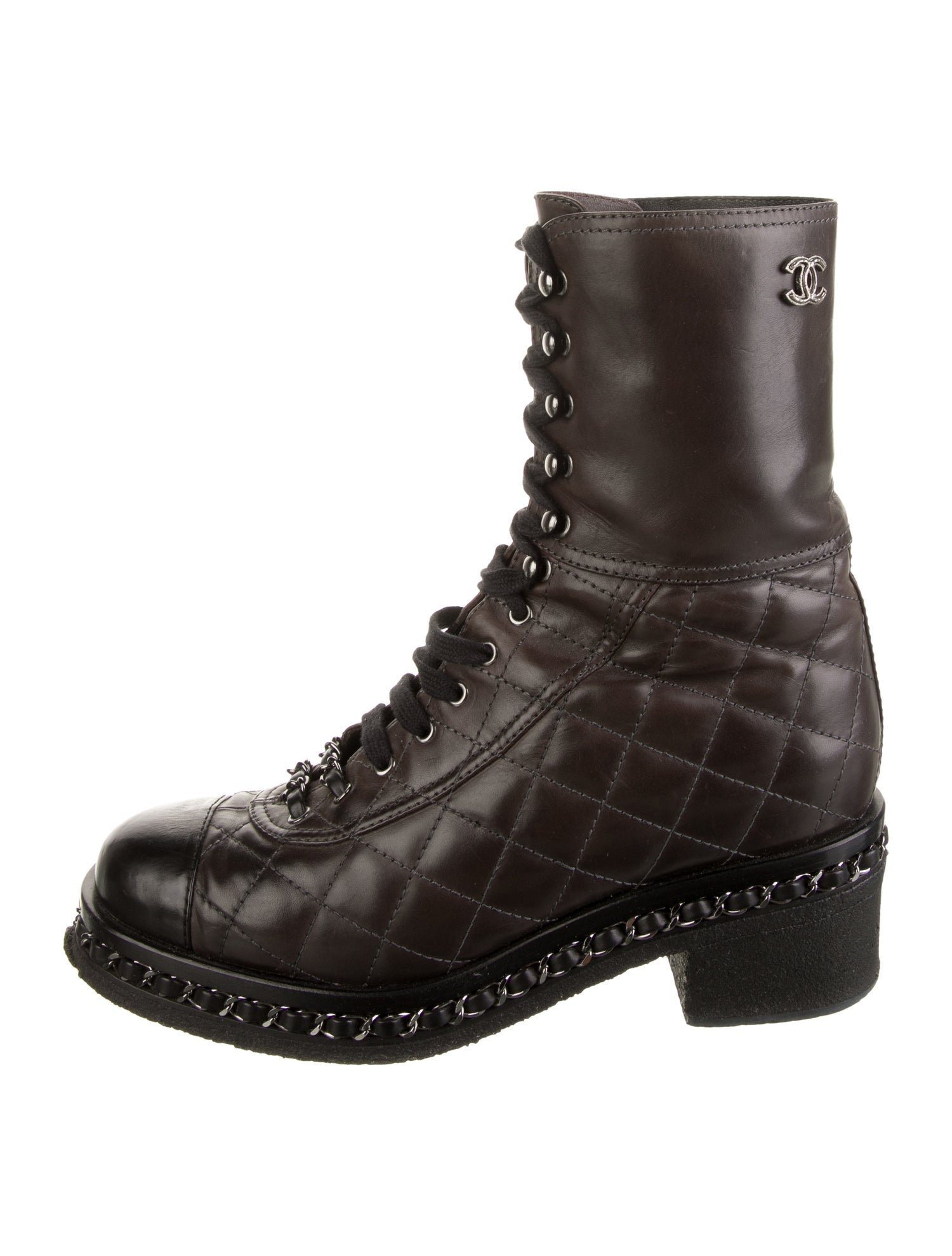 Chanel 2013 Interlocking CC Logo Combat Boots