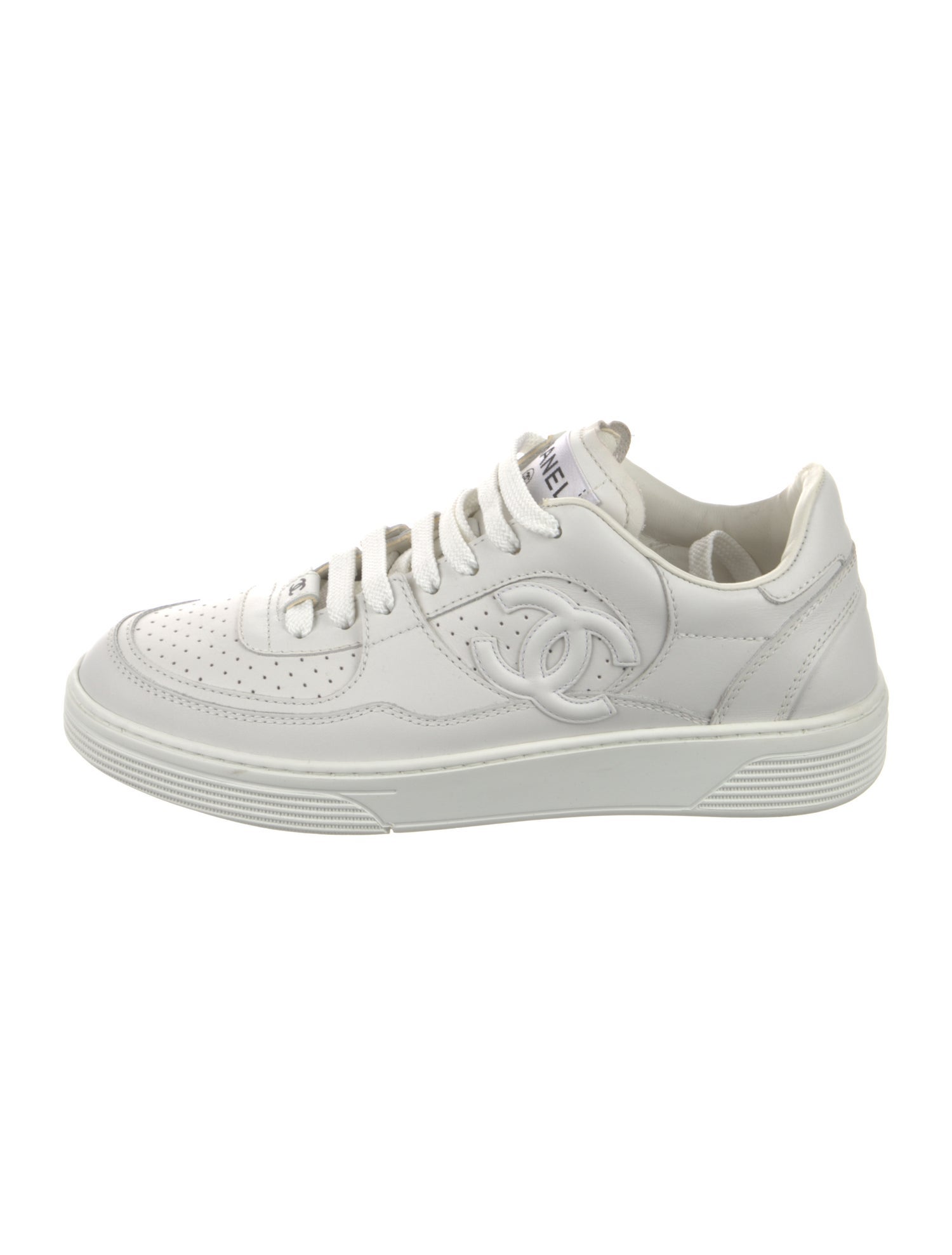 Chanel Interlocking CC Logo Leather Sneakers