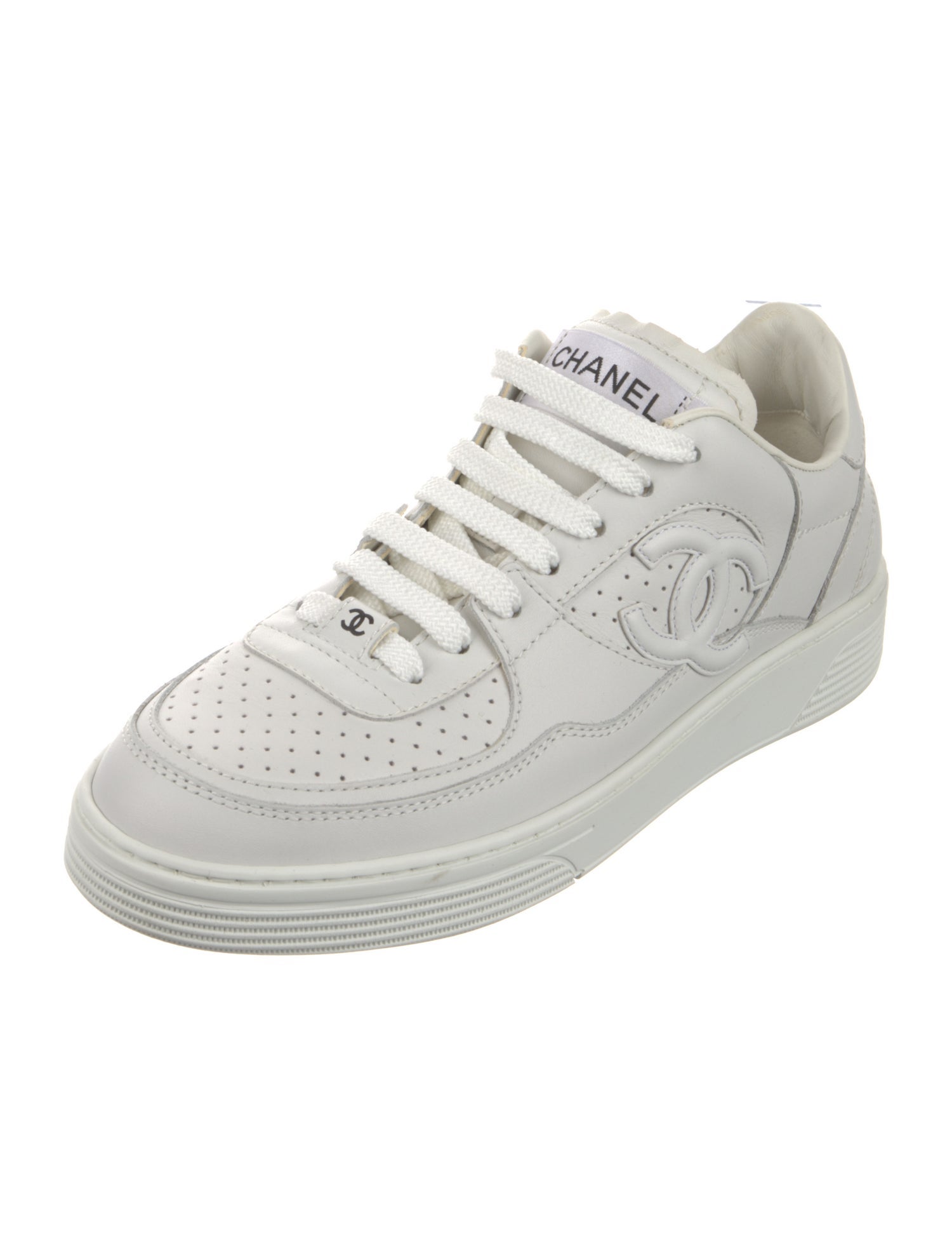 Chanel Interlocking CC Logo Leather Sneakers