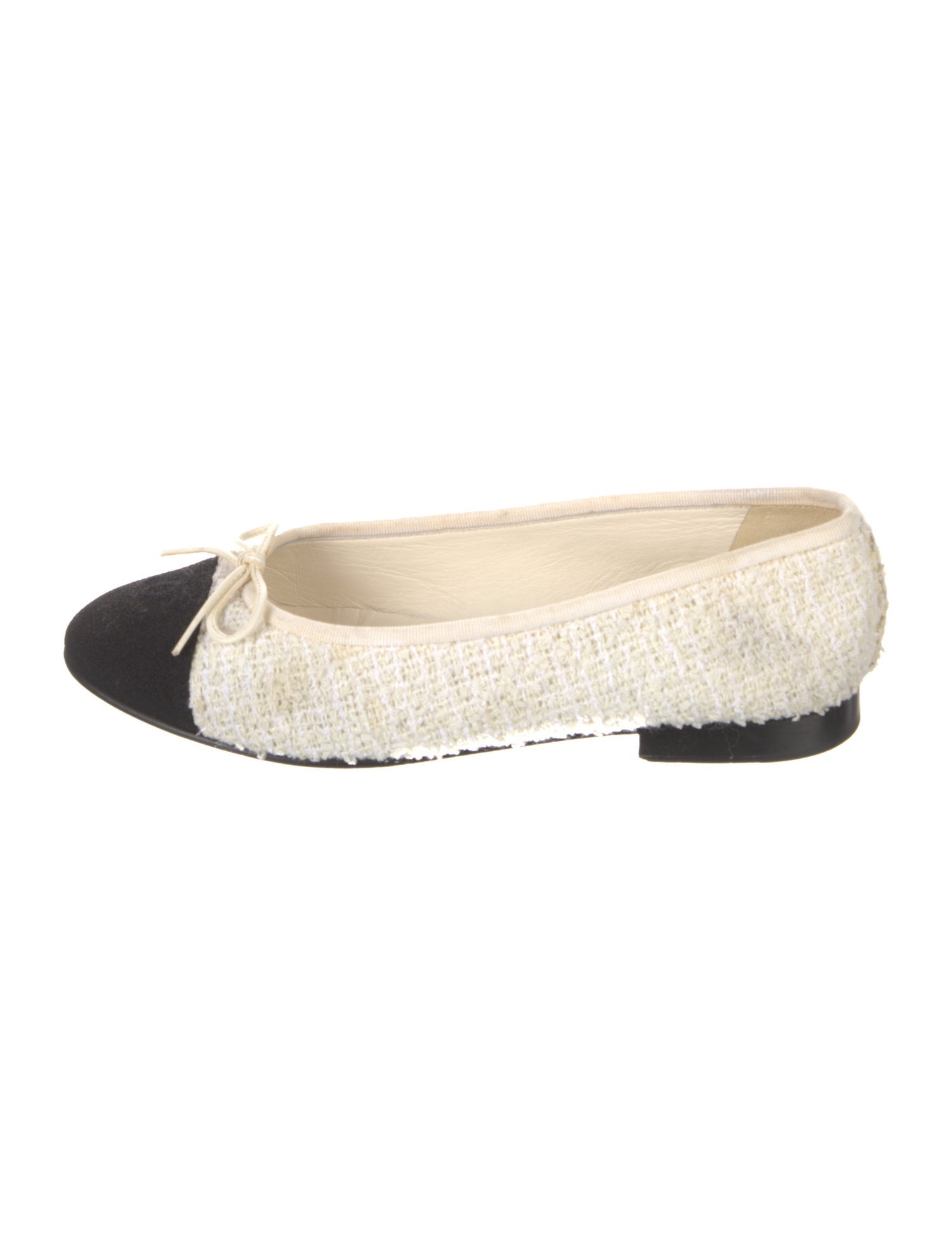 Chanel Interlocking CC Logo Tweed Ballet Flats