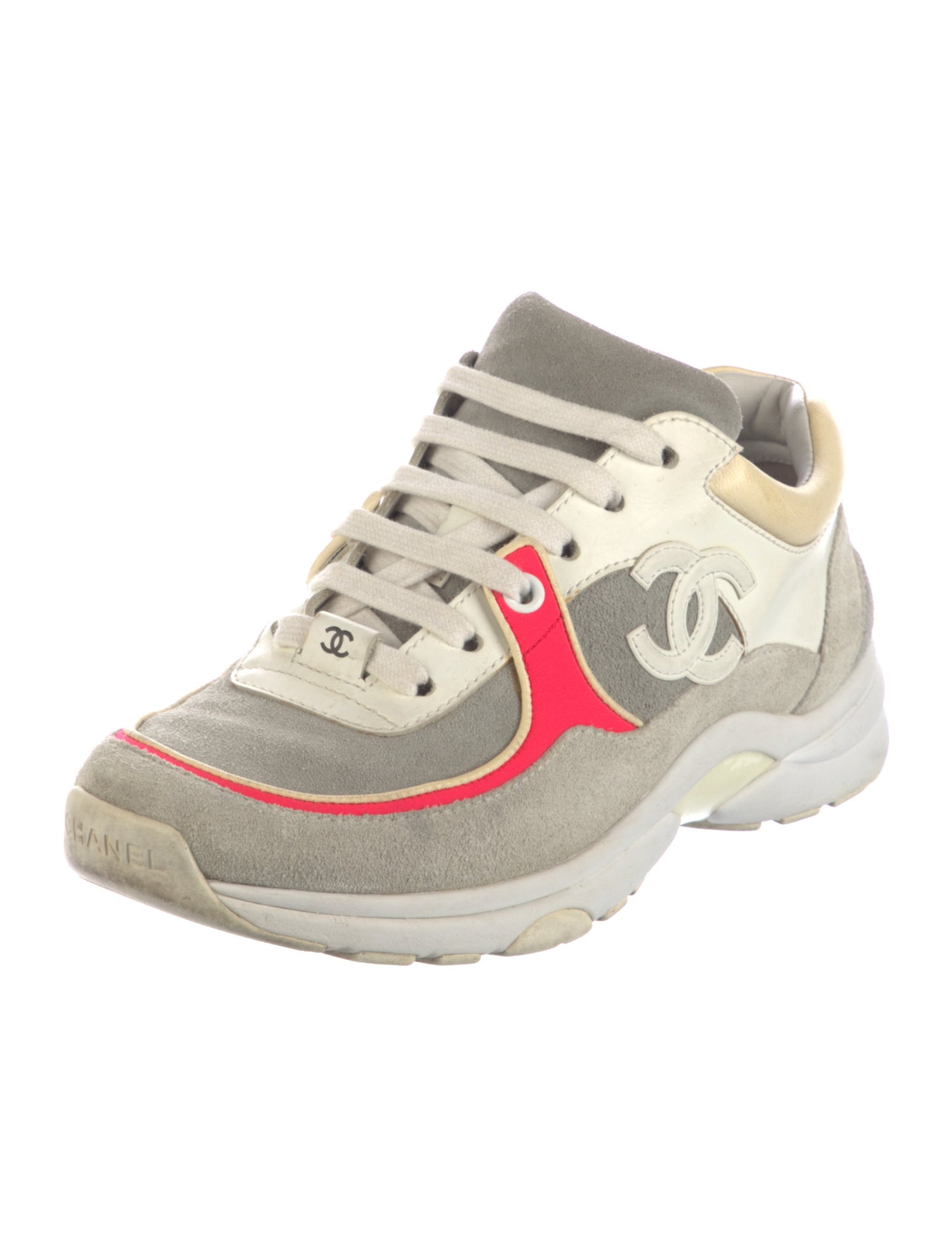 Chanel Interlocking CC Logo Suede Sneakers