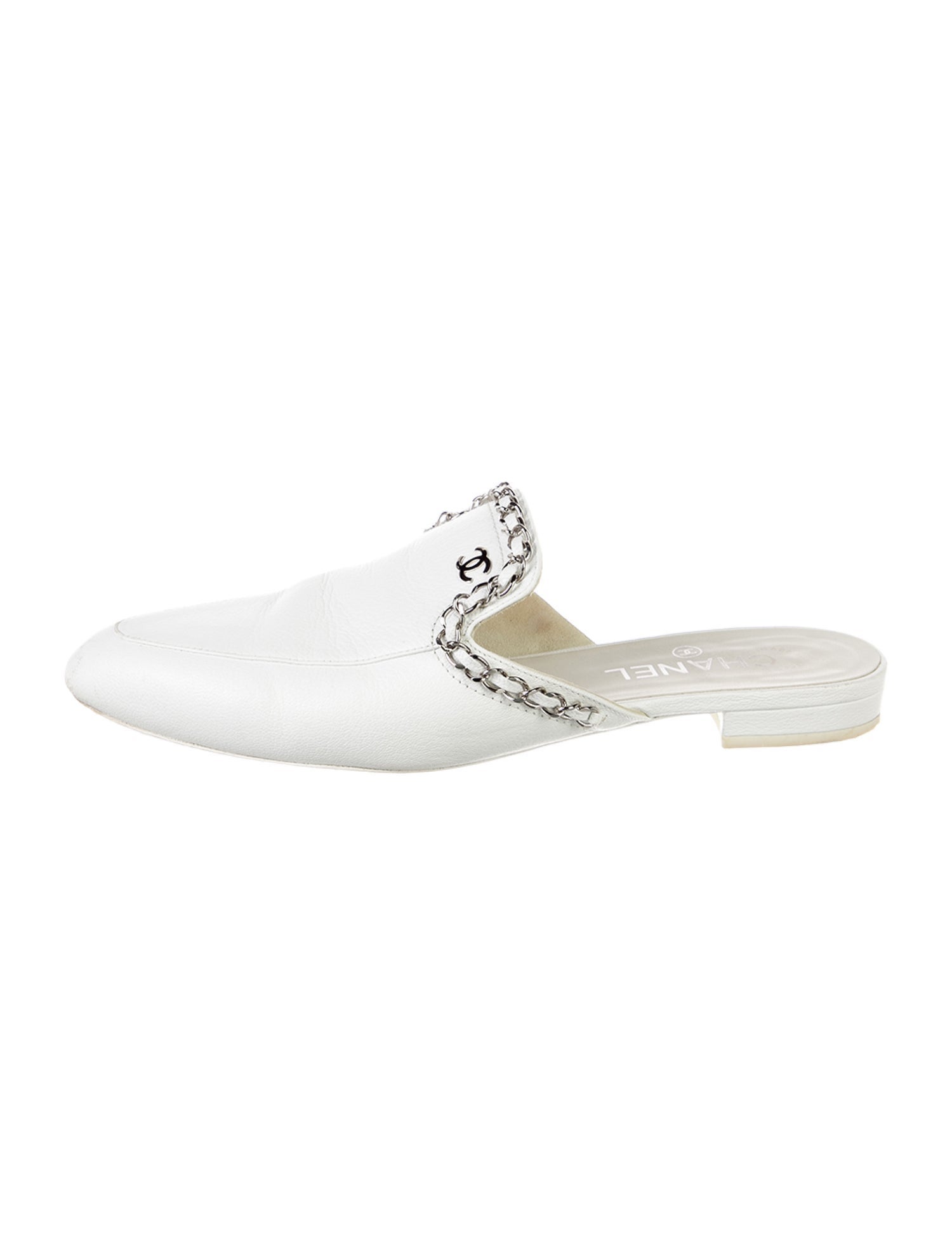 Chanel Interlocking CC Logo Leather Mules