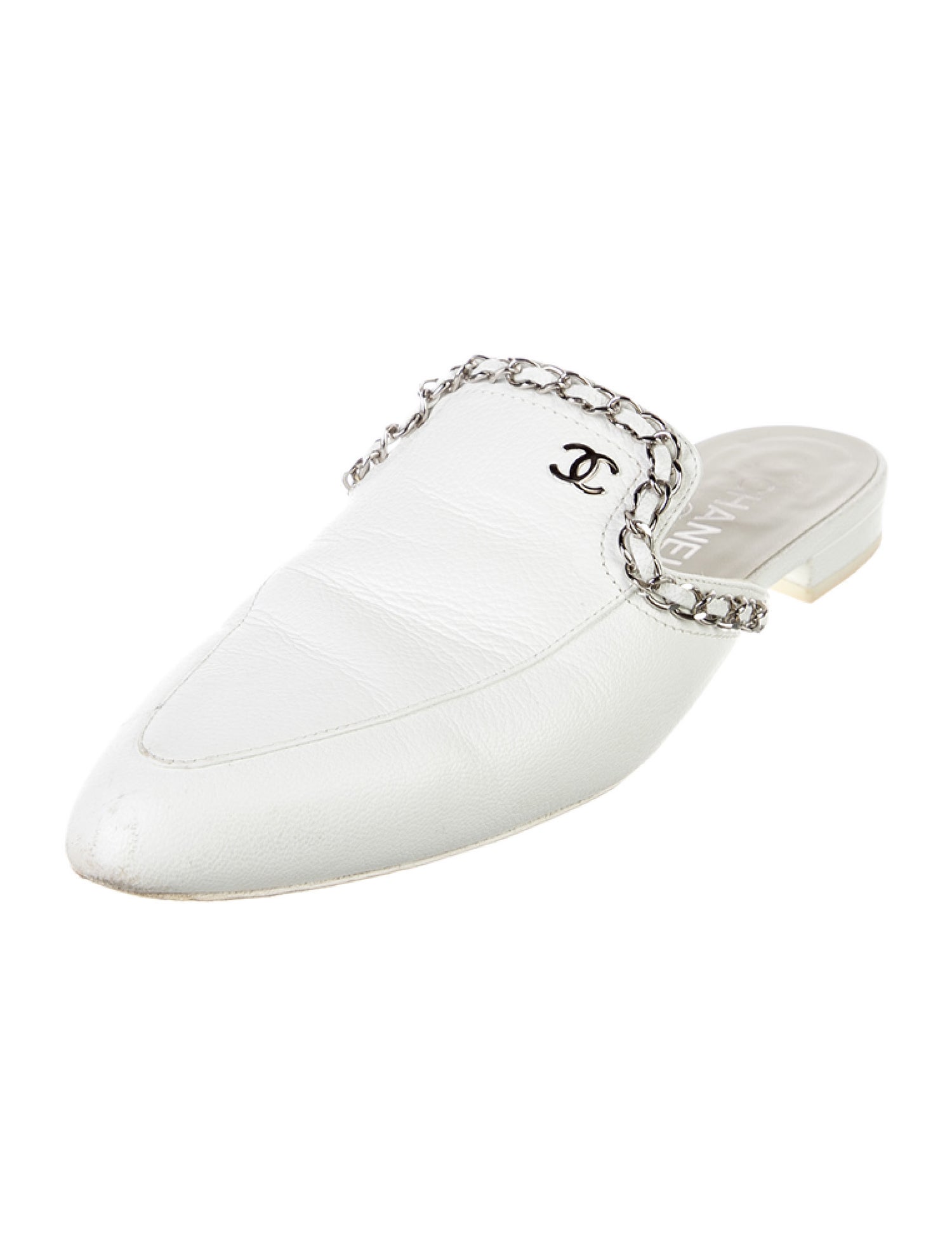 Chanel Interlocking CC Logo Leather Mules
