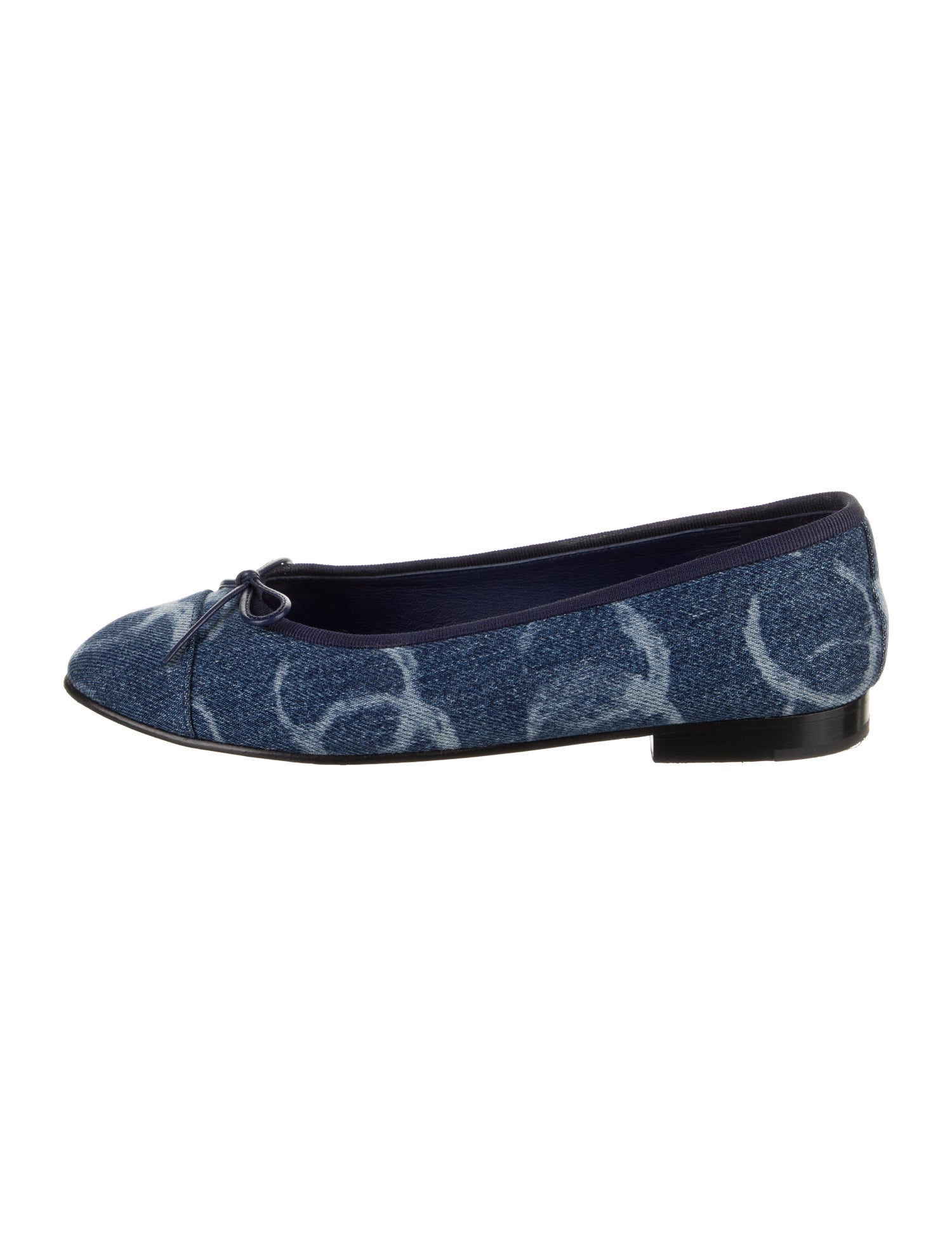 Chanel Interlocking CC Logo Denim Ballet Flats