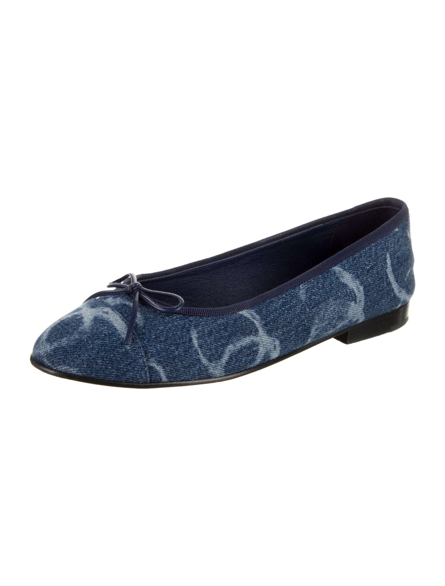 Chanel Interlocking CC Logo Denim Ballet Flats