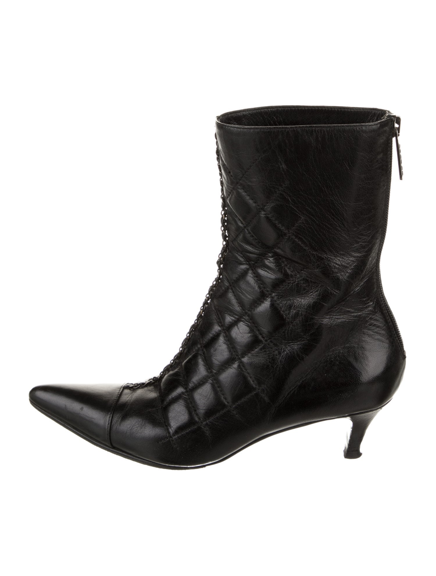 Chanel Quilted Pattern Leather Boots