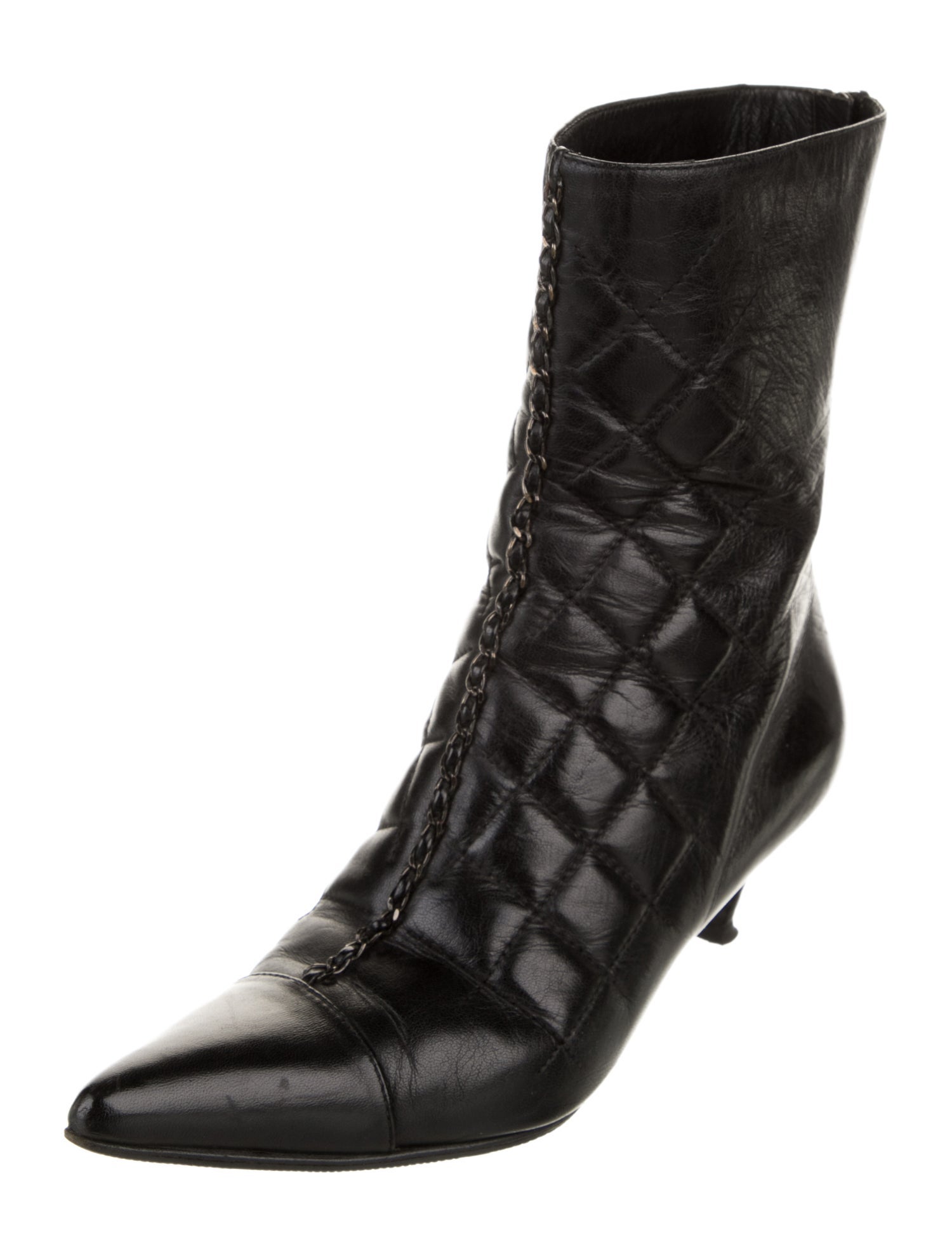 Chanel Quilted Pattern Leather Boots