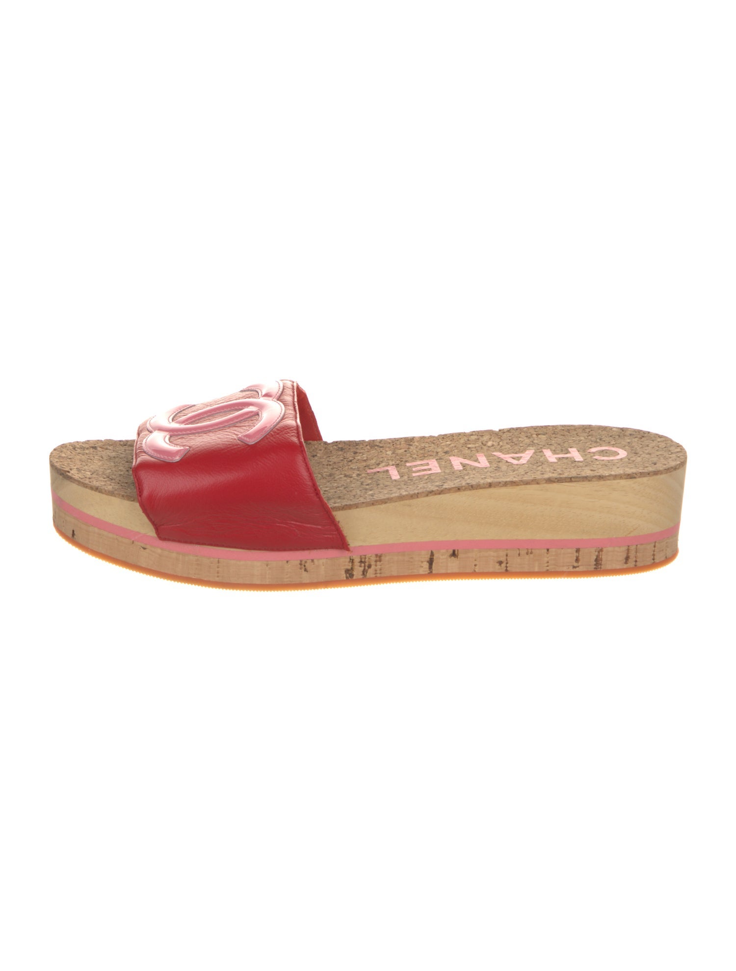 Chanel Interlocking CC Logo Leather Slides