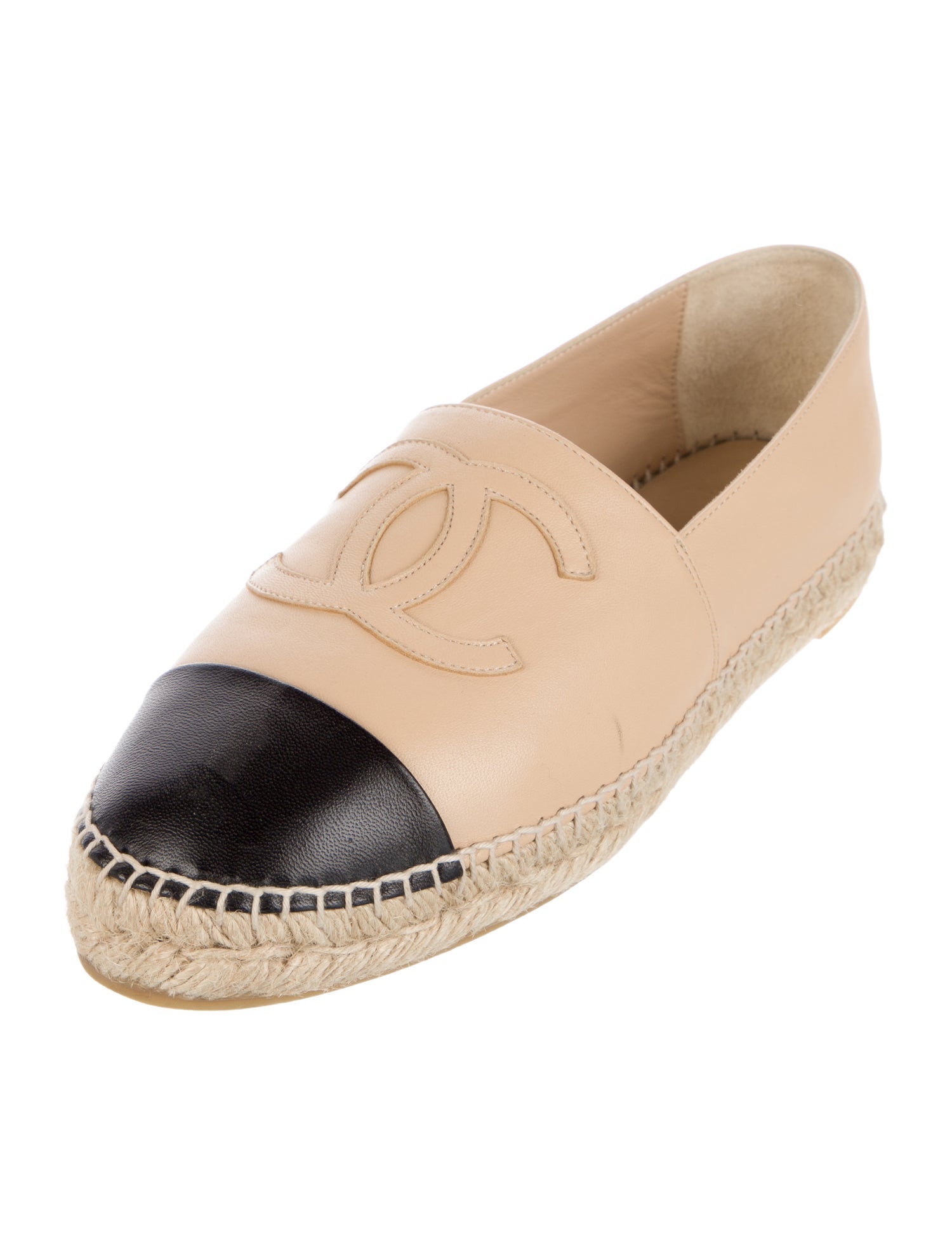 Chanel Interlocking CC Logo Lambskin Espadrilles