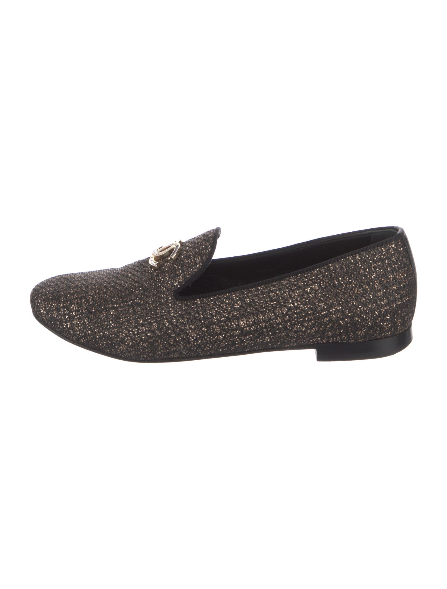 Chanel Interlocking CC Logo Glitter Loafers