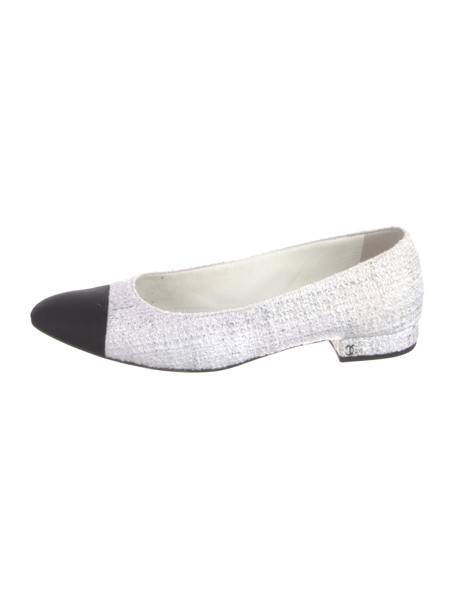 Chanel Interlocking CC Logo Tweed Ballet Flats
