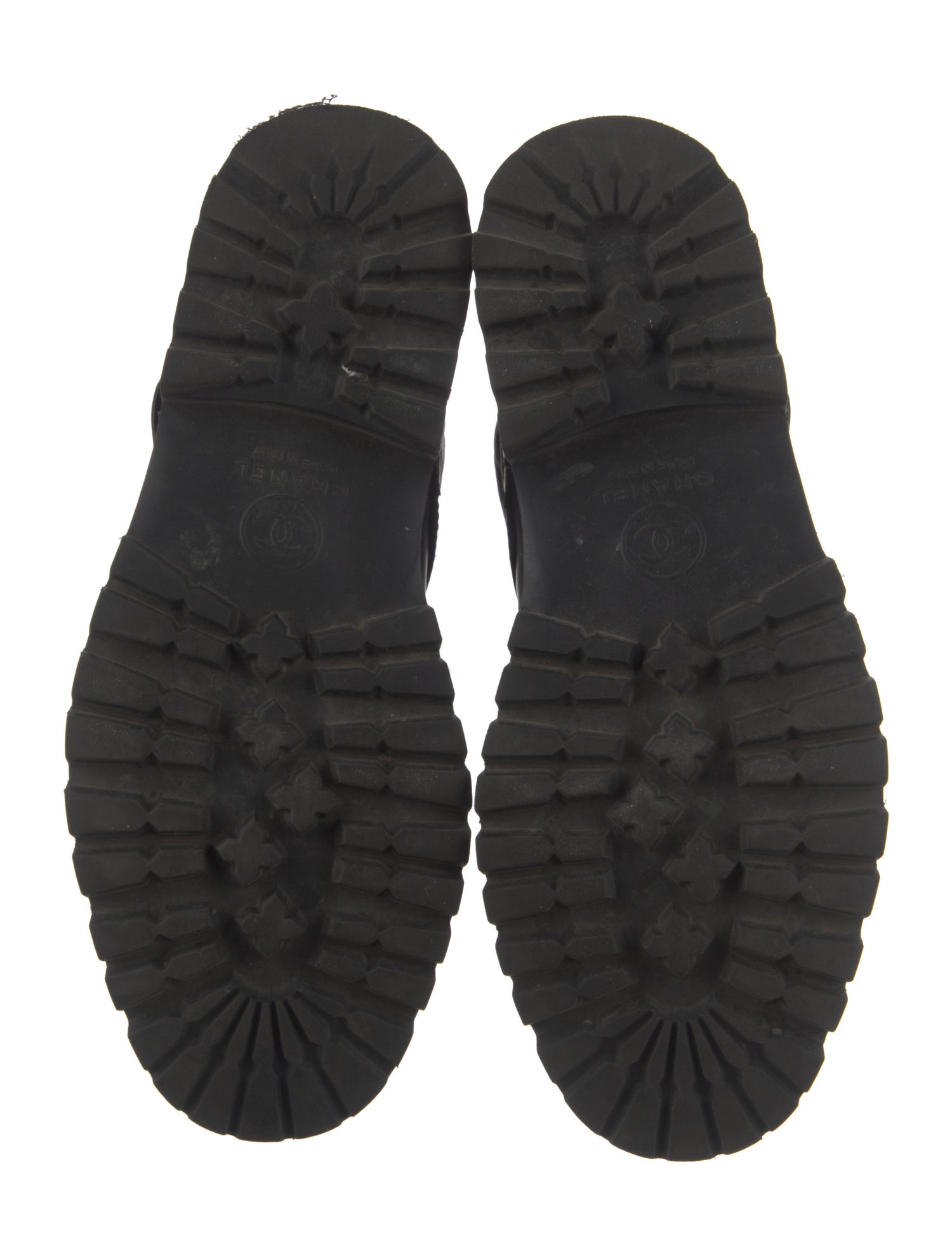 Chanel Interlocking CC Logo Leather Moto Boots