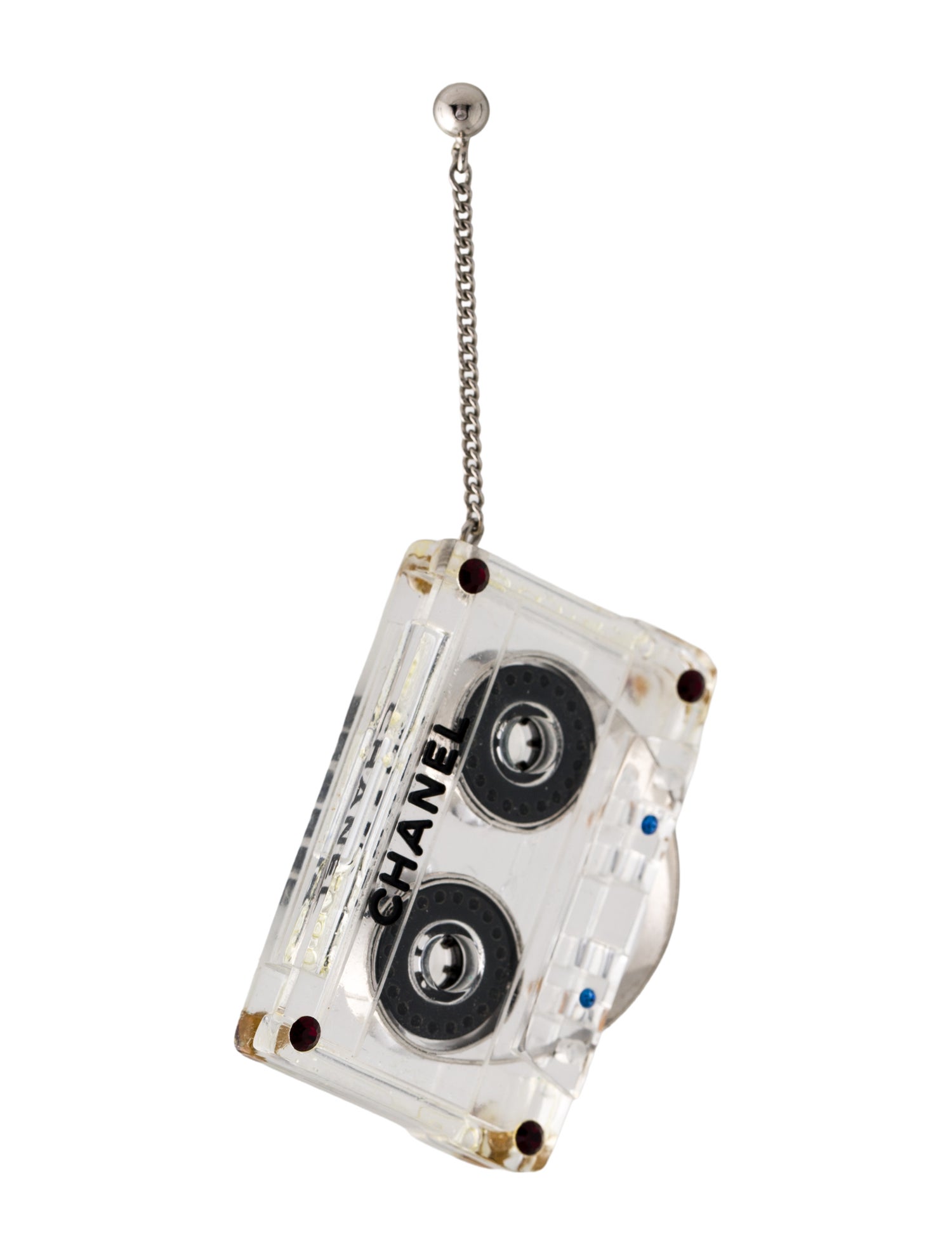 Chanel Resin & Strass Cassette Single Drop Earring