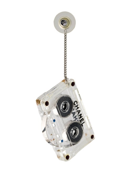 Chanel Resin & Strass Cassette Single Drop Earring
